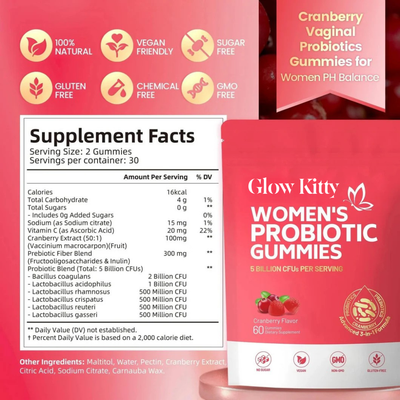 Glow Kitty™ Cranberry Probiotic Gummies